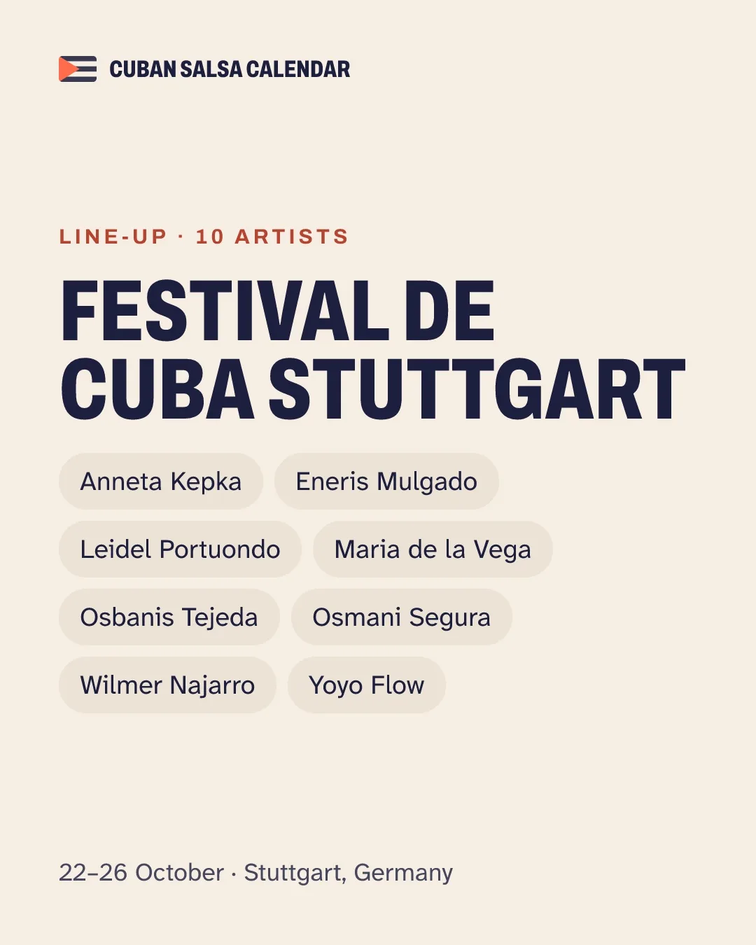 Cream post: the line-up of Festival de Cuba Stuttgart as artist chips