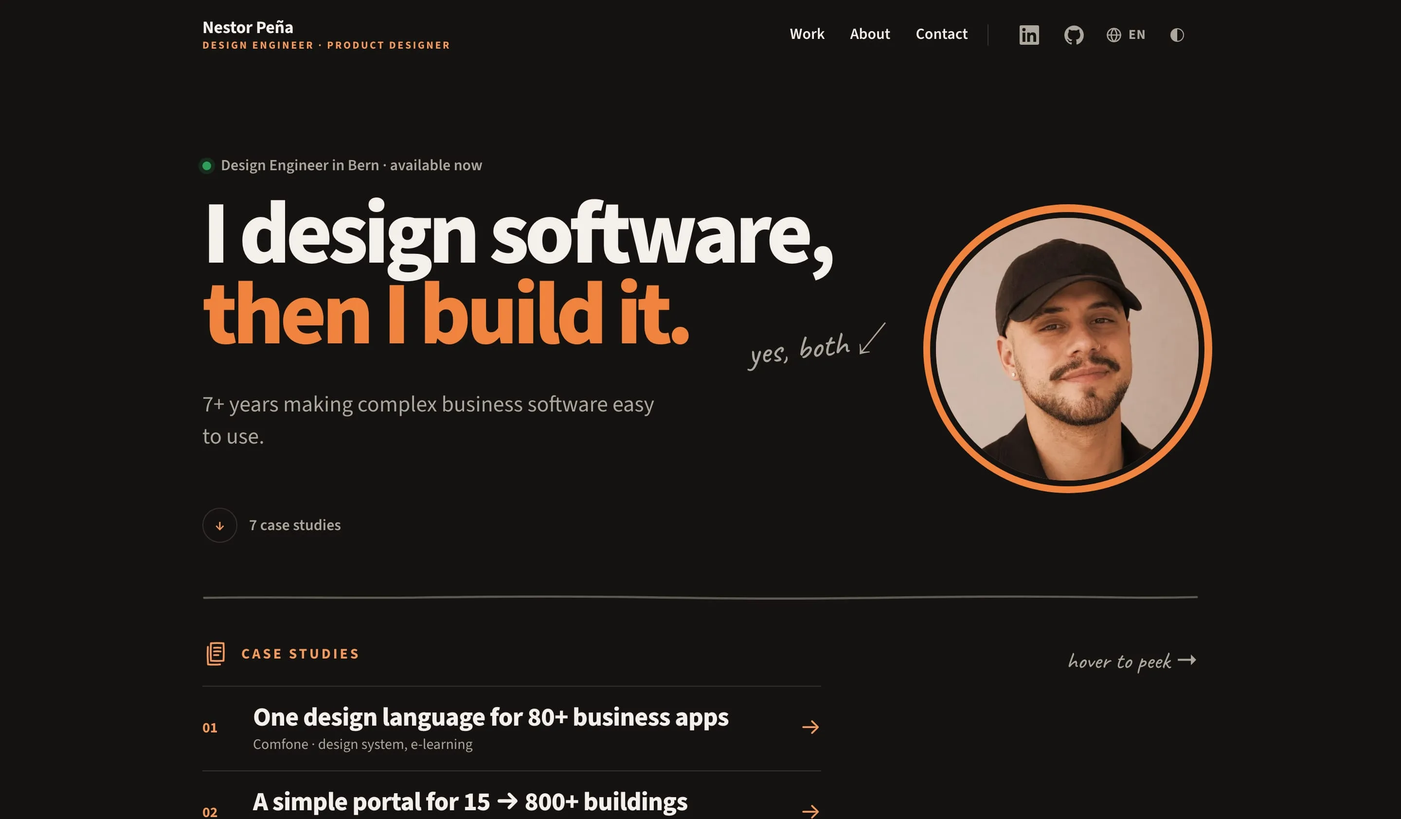 The new nestor-pena.ch home page